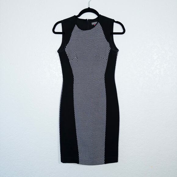 Vince Camuto Black & White Polka Dot Illusion Sheath Bodycon Dress‎ 0 - Picture 1 of 5